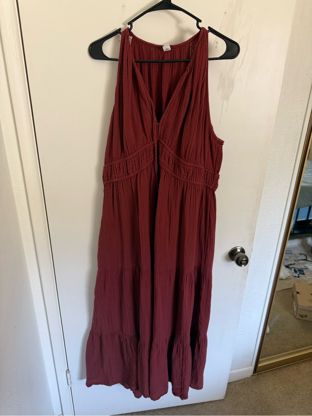 Textured V-Neck Maxi Dress in rust